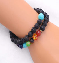 Load image into Gallery viewer, Chakra Lava Rock Bead Diffuser Bracelet