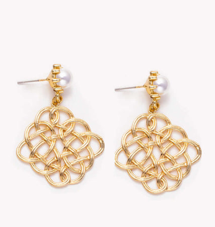 Eternal Pearl Statement Gold Drop Earrings