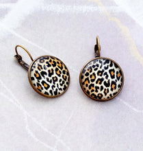 Load image into Gallery viewer, Leopard Print Leverback Earrings, 32mm