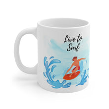 Load image into Gallery viewer, Personalized Ceramic Mug Gift for Surfers, 2 Sided Custom 11oz Mug