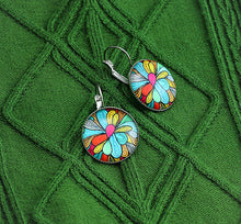 Load image into Gallery viewer, Multi-color Petal Leverback Earrings, 32mm