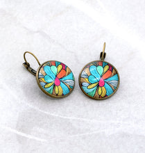 Load image into Gallery viewer, Multi-color Petal Leverback Earrings, 32mm