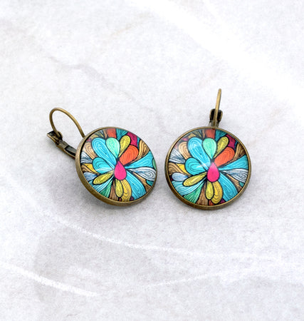 Multi-color Petal Leverback Earrings, 32mm