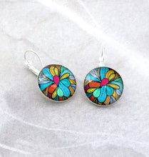 Load image into Gallery viewer, Multi-color Petal Leverback Earrings, 32mm