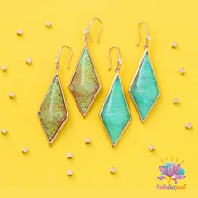 Load image into Gallery viewer, Chrysopase Green Resin Gold Plated Dangle Hook Earrings For Women
