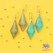 Load image into Gallery viewer, Chrysopase Green Resin Gold Plated Dangle Hook Earrings For Women