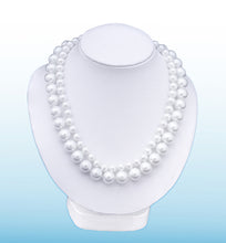 Load image into Gallery viewer, Double Strands White Round Pearl Statement Necklace, 18 inches
