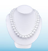 Load image into Gallery viewer, Double Strands White Round Pearl Statement Necklace, 18 inches