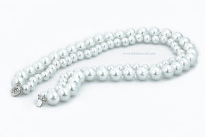 Double Strands White Round Pearl Statement Necklace, 18 inches