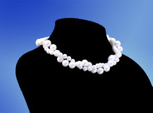 Load image into Gallery viewer, Double Strands White Round Pearl Statement Necklace, 18 inches
