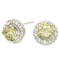 Load image into Gallery viewer, Men's Women's Turquoise Cubic Zirconia Halo Stud Earrings, 11mm