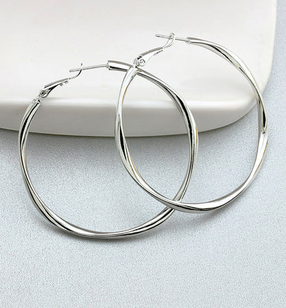Platinum Hoop Earrings, 49mm