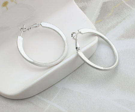 White Gold Hoop Earrings, 40mm