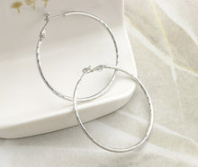 Load image into Gallery viewer, Platinum Hoop Earrings, 50mm