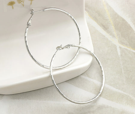 Platinum Hoop Earrings, 50mm