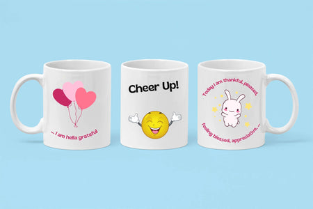 I am Grateful Mug, Cheer Up Motivational Gift, Spiritual Gift, 3 Sided Design 11oz Mug