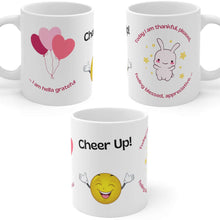 Load image into Gallery viewer, I am Grateful Mug, Cheer Up Motivational Gift, Spiritual Gift, 3 Sided Design 11oz Mug