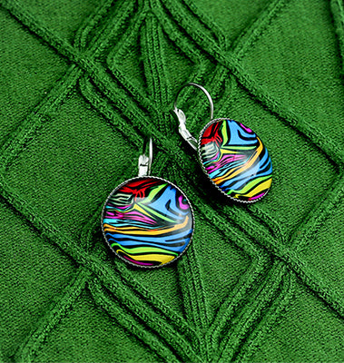Multicolor Leverback Earrings, 32mm