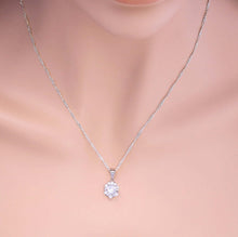Load image into Gallery viewer, 9mm Cubic Zirconia Brilliant Stone and Hearts Pendant Necklace