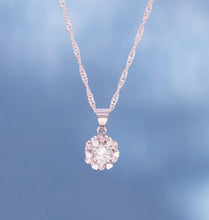 Load image into Gallery viewer, 9mm Cubic Zirconia Brilliant Stone and Hearts Pendant Necklace