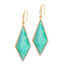 Load image into Gallery viewer, Chrysopase Green Resin Gold Plated Dangle Hook Earrings For Women