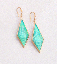 Load image into Gallery viewer, Chrysopase Green Resin Gold Plated Dangle Hook Earrings For Women