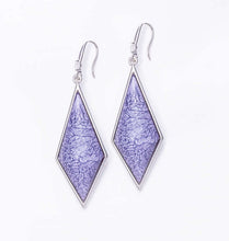Load image into Gallery viewer, Charoite Violet Resin White Gold plated French Hook Dangle Earrings