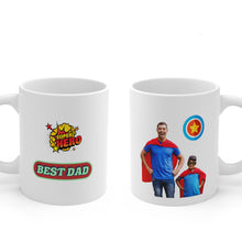 Load image into Gallery viewer, Super-Hero Personalized Mug, Gift for Father, Father’s Day Mug, 2 Sided Custom 11oz Mug