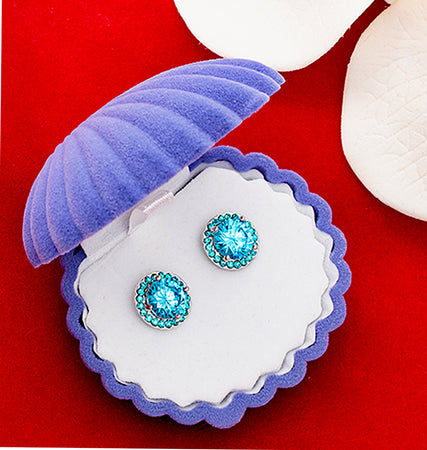 Men's Women's Turquoise Cubic Zirconia Halo Stud Earrings, 11mm