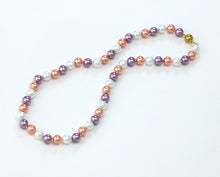 Load image into Gallery viewer, Multicolor Pearl Necklace: White, Peach, Purple Hues for Effortless Style, 18 inches