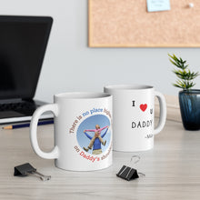 Load image into Gallery viewer, On the Dad's Shoulder Personalized Mug, Gift for Father, Father’s Day Mug, 2 Sided Custom 11oz Mug