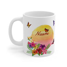 Load image into Gallery viewer, Personalized Flower Butterfly Mug, 2 Sided Custom 11oz Mug