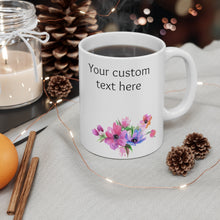 Load image into Gallery viewer, Personalized Flower Butterfly Mug, 2 Sided Custom 11oz Mug