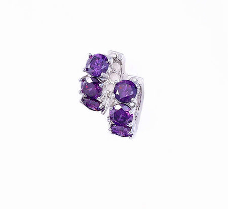 Amethyst Huggie Earrings, 16mm