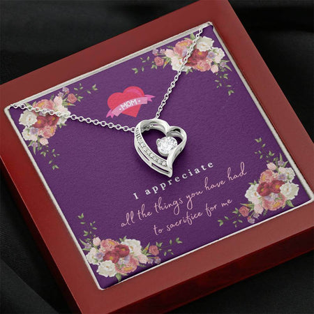 Eternal Love Heart Pendant Necklace - Mother's Day Jewelry Gift - Personalized Message Card