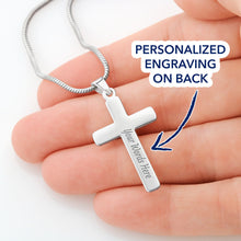 Load image into Gallery viewer, Personalized Cross Pendant Stainless Steel Necklace Present for Him or Her - Custom Message Card