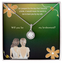 Load image into Gallery viewer, Maid of Honor Gift - Round Dazzling Pendant Necklace in Custom Gift Message Card