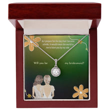 Load image into Gallery viewer, Maid of Honor Gift - Round Dazzling Pendant Necklace in Custom Gift Message Card