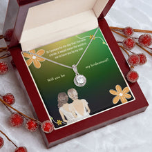 Load image into Gallery viewer, Maid of Honor Gift - Round Dazzling Pendant Necklace in Custom Gift Message Card