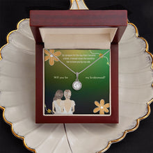 Load image into Gallery viewer, Maid of Honor Gift - Round Dazzling Pendant Necklace in Custom Gift Message Card
