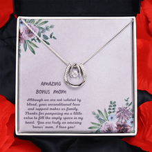 Load image into Gallery viewer, Lucky Horseshoe Necklace Gift for Stepmom - Personalized Message Card