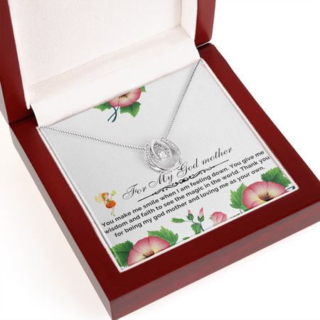 Wishbone Crystal Necklace - Jewelry Gift for God Mother - Personalized Message Card
