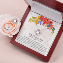 Load image into Gallery viewer, Beautiful Love knot Pendant Necklace and Earrings Set for Bonus Mom, Stainless steel jewelry set for Second Mother - Personalized Gift Message Card
