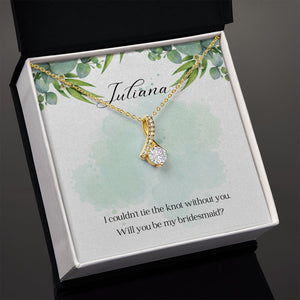 Bridesmaids proposal - Ribbon Shaped Pendant Necklace in Custom Gift Message Box