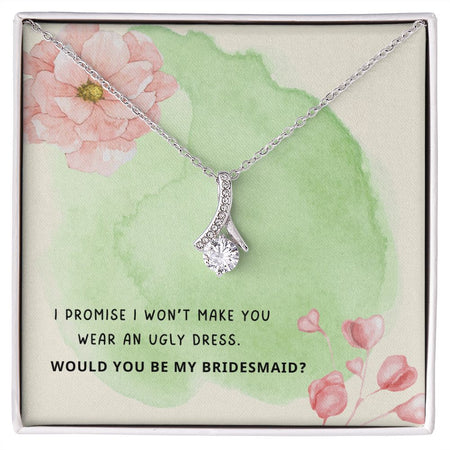 Bridesmaid Proposal for Besties - Beautiful Pendant Gold Necklace with Personalized Gift Message Card