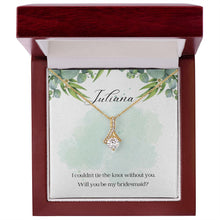 Load image into Gallery viewer, Maid of Honor Gift - Ribbon Shaped Pendant Necklace with Custom Gift Message Card
