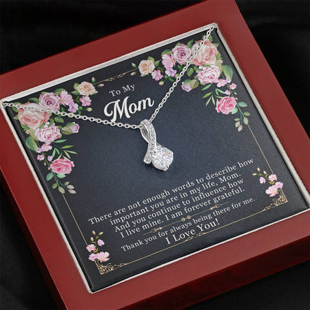 Alluring Ribbon Pendant Necklace Gift for Mother - Personalized Message Card