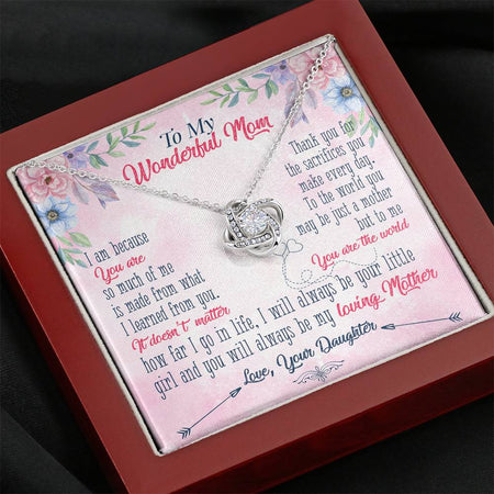 Eternal Love Knot White Gold Necklace - Jewelry Gift for Mother - Personalized Message Card