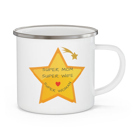 Super Mom Enamel Camping Mug, 12oz