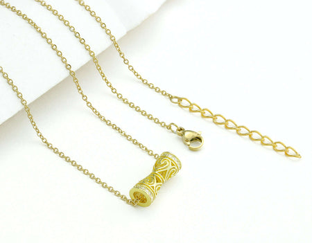 Gold Necklace + Infinity hearts Filigree Barrel Pendant